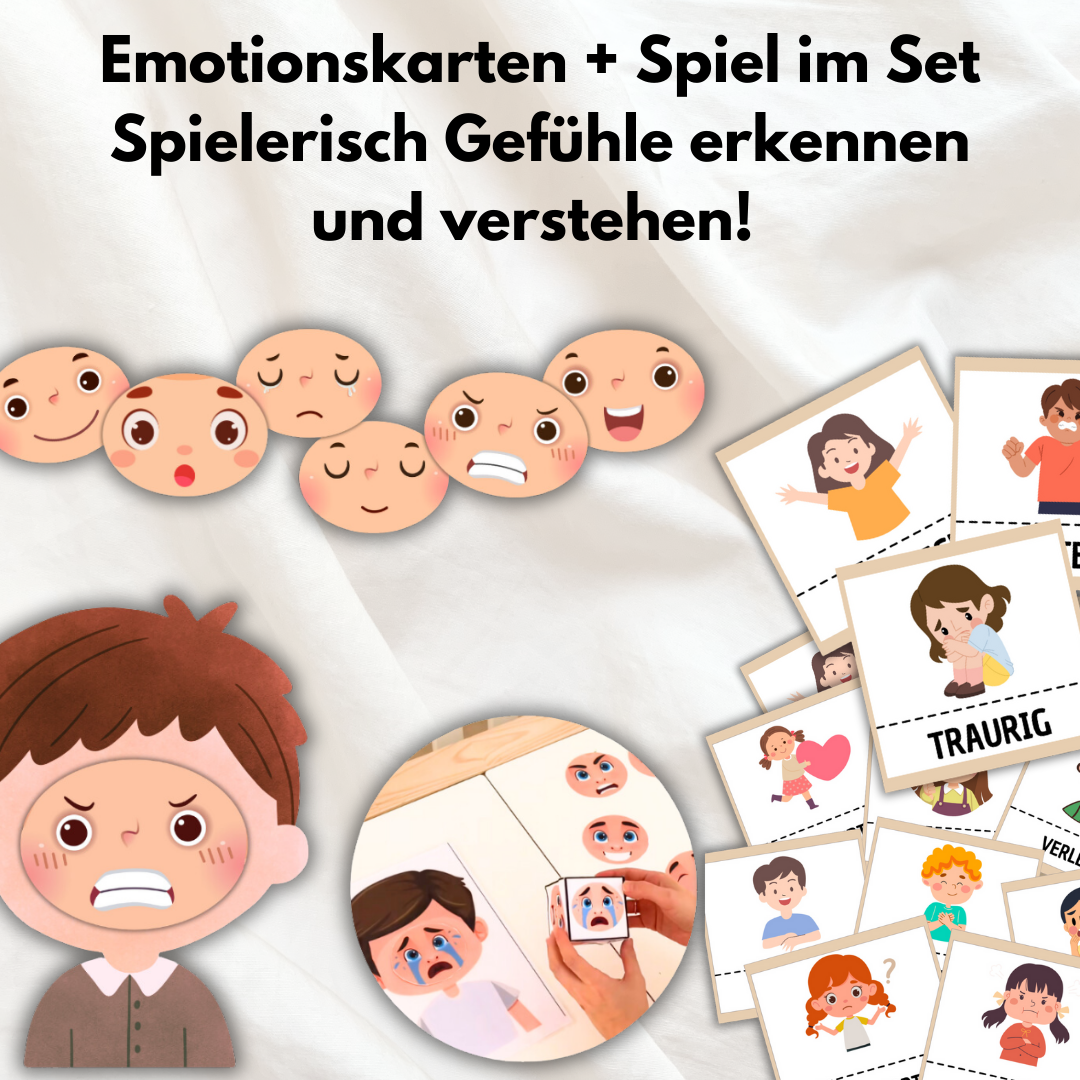 Entdecke das Gefühlskarten-Bundle mit Emotionsspiel – Montessori-inspiriertes Material für die emotionale Entwicklung deines Kindes!
